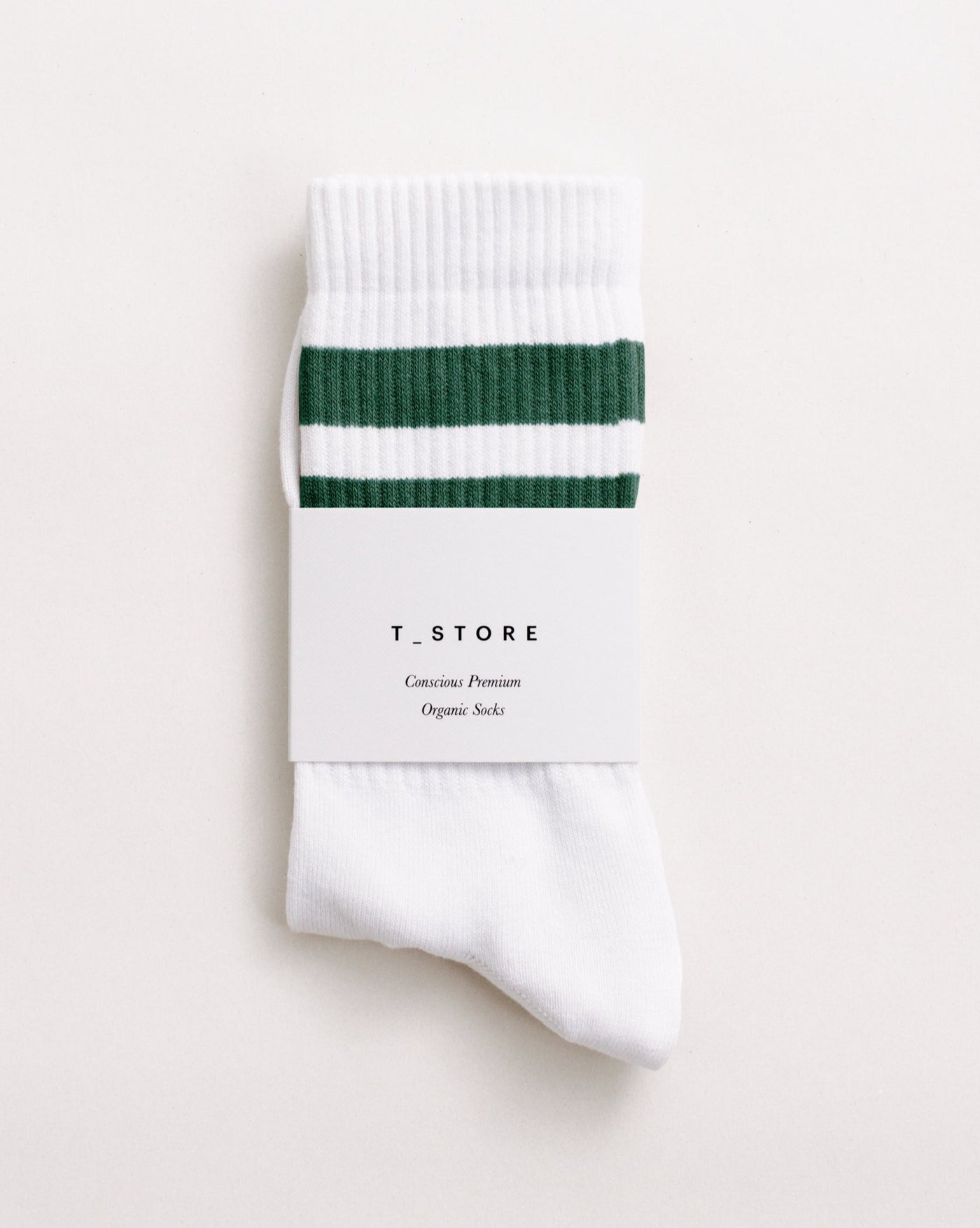 WHITE & VARSITY GREEN ORGANIC STRIPE SPORTS SOCKS - thetstore_clothing