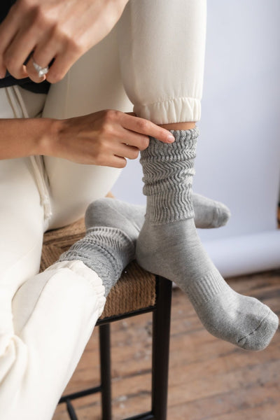 GREY ORGANIC KNITTED SOCKS