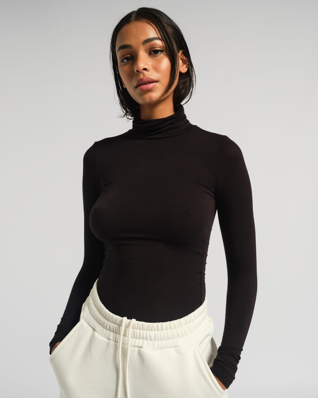 Black roll neck long sleeve top hotsell